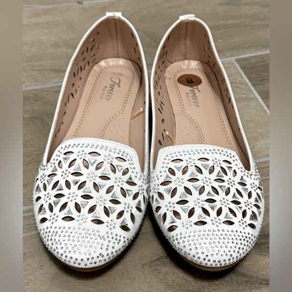 forever comfort Shoes - Forever Comfort white with bedazzles silver stones flats
